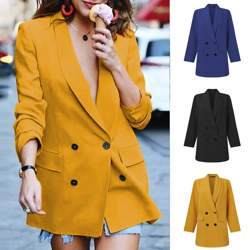 ZANZEA Female Double-breasted Blazer Oversize 2022 Women Office Suits Autumn Ladies Shawl Collar Coat Casual Solid Work Wear Best-selling unclassified dresses