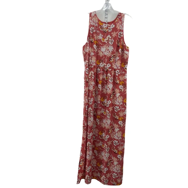 Ann Taylor LOFT Pink Floral Print Maxi Women's Sheath Dress Size 12 NWT Front Pocket Maxi