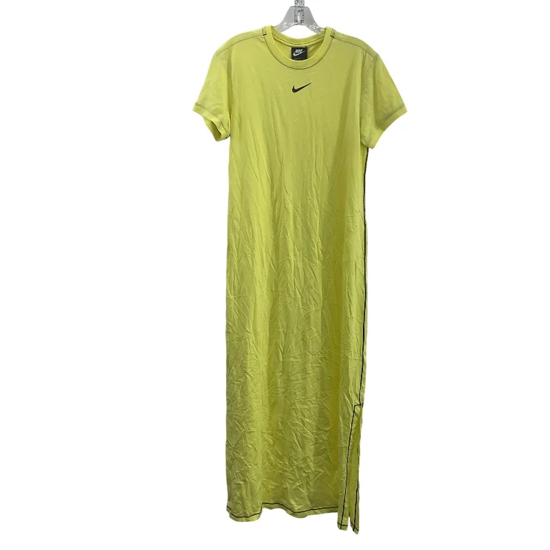 Nike Women's Yellow Cotton Short Sleeve Maxi Shirt Dress L Preowned Maxi Skirt Chic