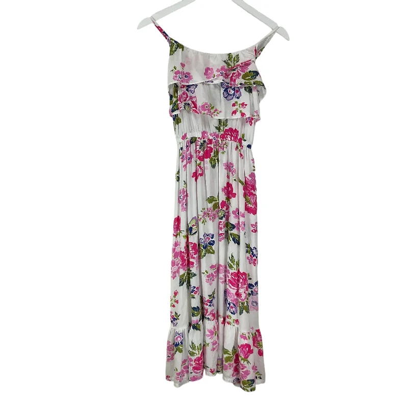 Dress Casual Midi By Cherokee In Floral Print, Size: L Elegant A-line Skirt