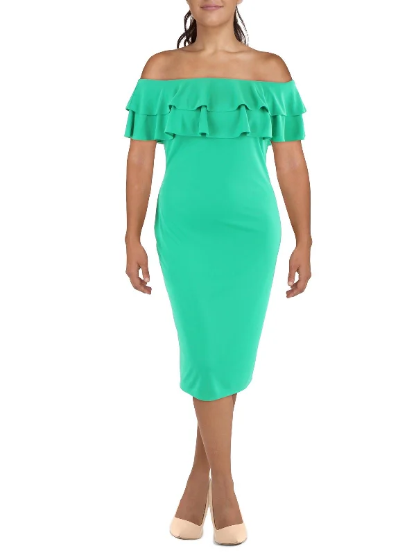 Womens Drapey Midi Cocktail And Party Dress Midi Skirt Set