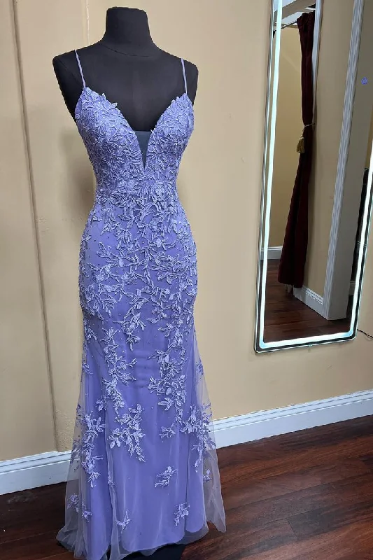 Charming Lace Appliques Mermaid Straps Evening Dress Y4468 Lace Evening Dress